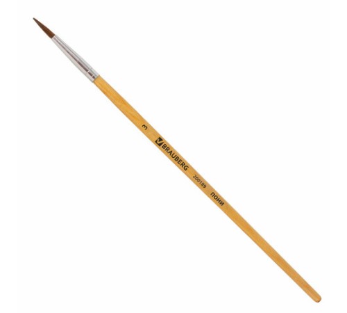 Кисть BRAUBERG, пони, круглая, № 3, 200189