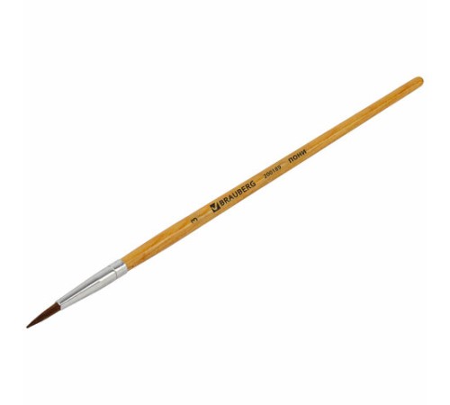 Кисть BRAUBERG, пони, круглая, № 3, 200189