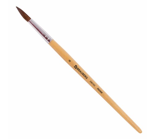 Кисть BRAUBERG, пони, круглая, № 6, 200192