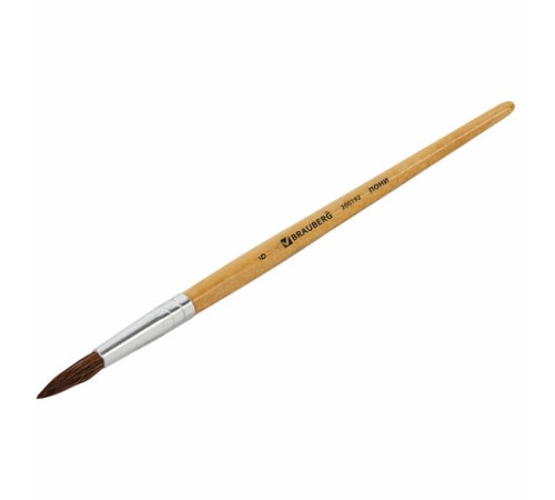 Кисть BRAUBERG, пони, круглая, № 6, 200192