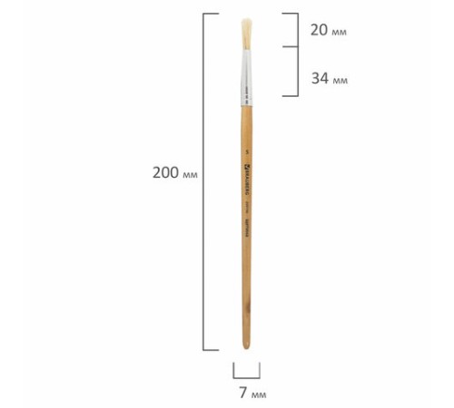 Кисть BRAUBERG, щетина, круглая, № 5, 200196