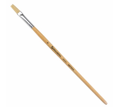 Кисть BRAUBERG, щетина, плоская, № 6, 200201