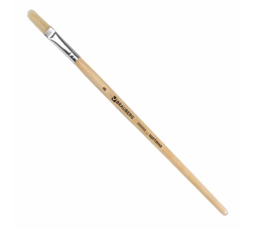 Кисть BRAUBERG, щетина, плоская, № 8, 200202