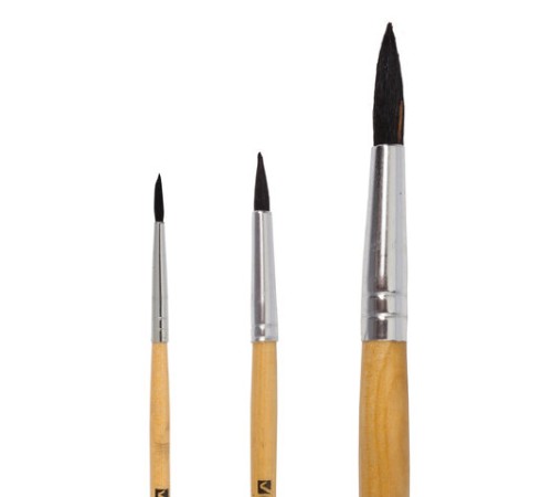 Кисти BRAUBERG, набор 3 шт. (белка, круглые № 2, 4, 6), блистер, 200216