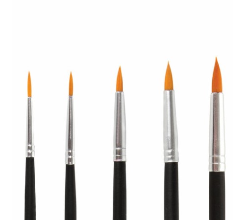 Кисти BRAUBERG, набор 5 шт. (синтетика, круглые № 1, 2, 3, 4, 5), блистер, 200218