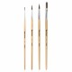 Кисти BRAUBERG, набор 4 шт. (пони, круглые № 2, 3, 4, плоская № 6), блистер, 200221