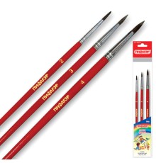 Кисти ПИФАГОР, набор 3 шт. (ПОНИ: круглые № 2, 3, 4), пакет с европодвесом, 200227