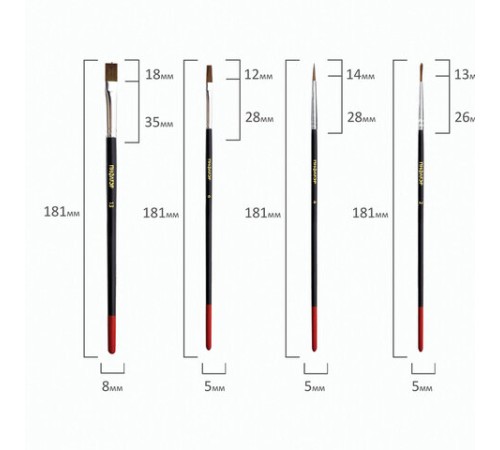 Кисти ПИФАГОР, набор 15 шт. (ПОНИ - 9 шт., СИНТЕТИКА - 4 шт., ЩЕТИНА - 2 шт., круглые, плоские), блистер, 200504