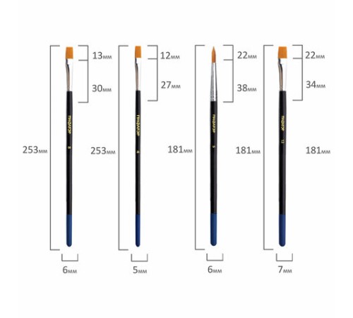Кисти ПИФАГОР, набор 15 шт. (ПОНИ - 9 шт., СИНТЕТИКА - 4 шт., ЩЕТИНА - 2 шт., круглые, плоские), блистер, 200504
