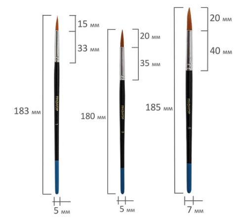 Кисти ПИФАГОР, набор 10 шт. (ПОНИ: плоская № 4, круглые № 1, 2, 3, 5; СИНТЕТИКА: круглые № 1, 3, 5; ЩЕТИНА: плоские № 4, 8), блистер, 200505