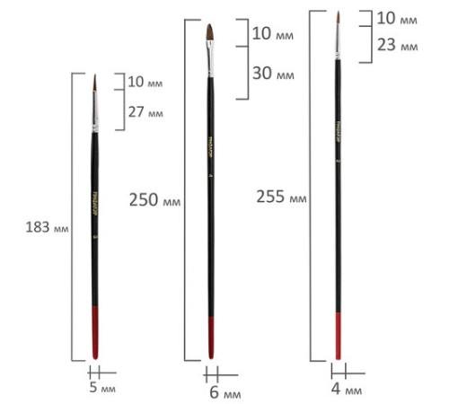 Кисти ПИФАГОР, набор 10 шт. (ПОНИ: плоская № 4, круглые № 1, 2, 3, 5; СИНТЕТИКА: круглые № 1, 3, 5; ЩЕТИНА: плоские № 4, 8), блистер, 200505