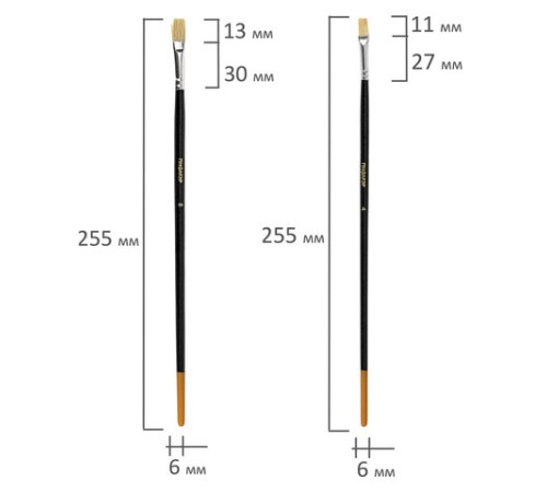 Кисти ПИФАГОР, набор 10 шт. (ПОНИ: плоская № 4, круглые № 1, 2, 3, 5; СИНТЕТИКА: круглые № 1, 3, 5; ЩЕТИНА: плоские № 4, 8), блистер, 200505