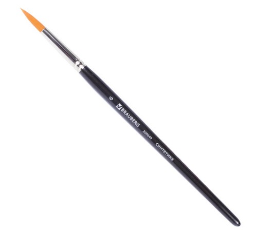 Кисть художественная проф. BRAUBERG ART CLASSIC, синтетика жесткая, круглая, № 6, короткая ручка, 200649