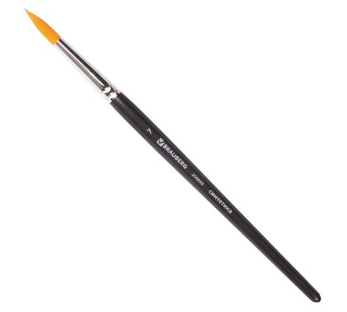 Кисть художественная проф. BRAUBERG ART CLASSIC, синтетика жесткая, круглая, № 7, короткая ручка, 200650