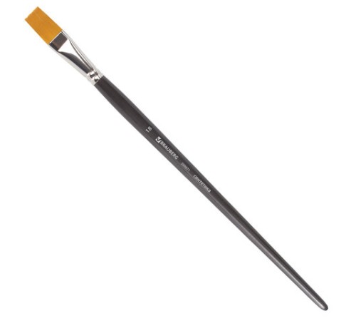 Кисть художественная профессиональная BRAUBERG ART CLASSIC, синтетика жесткая, плоская, № 18, длинная ручка, 200671