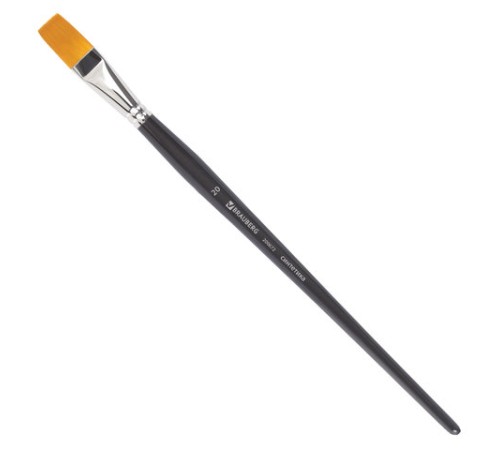 Кисть художественная профессиональная BRAUBERG ART CLASSIC, синтетика жесткая, плоская, № 20, длинная ручка, 200672