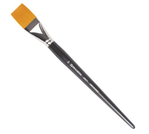 Кисть художественная проф. BRAUBERG ART CLASSIC, синтетика жесткая, плоская, № 36, длинная ручка, 200677