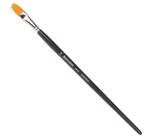 Кисть художественная профессиональная BRAUBERG ART CLASSIC, синтетика жесткая, овальная, № 14, длинная ручка, 200683