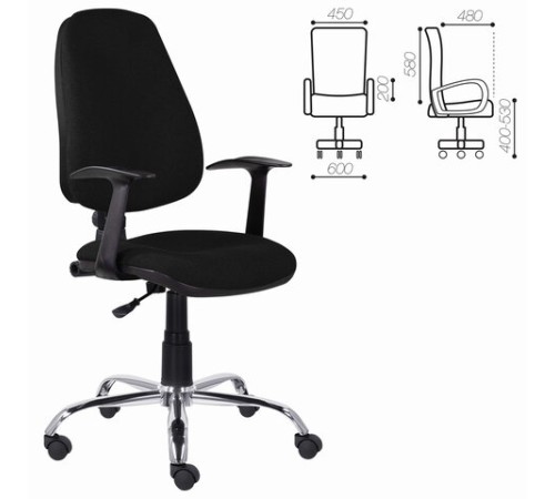 Кресло BRABIX "Comfort MG-322", хром, регулируемая эргономичная спинка, ткань, черное, 532558 Кресло BRABIX "Comfort MG-322", хром, регулируемая эргономичная спинка, ткань, черное, 532558