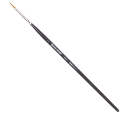 Кисть художественная профессиональная BRAUBERG ART CLASSIC, синтетика мягкая под колонок, круглая, № 2, короткая ручка, 200687