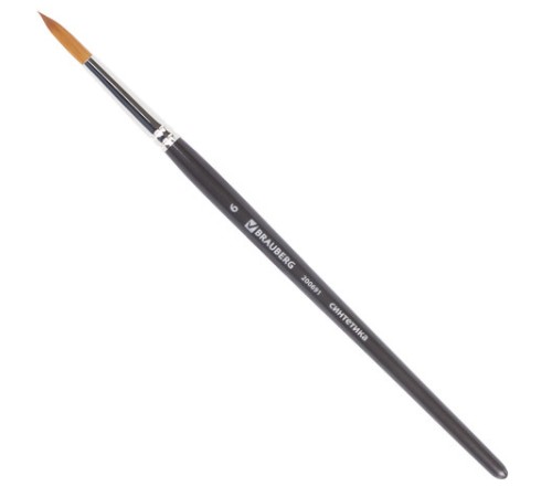 Кисть художественная профессиональная BRAUBERG ART CLASSIC, синтетика мягкая под колонок, круглая, № 6, короткая ручка, 200691