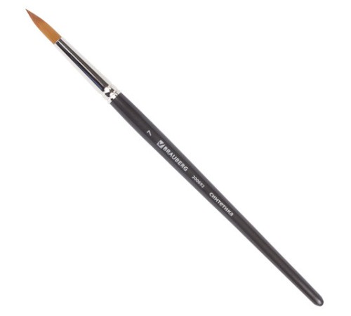 Кисть художественная профессиональная BRAUBERG ART CLASSIC, синтетика мягкая под колонок, круглая, № 7, короткая ручка, 200692