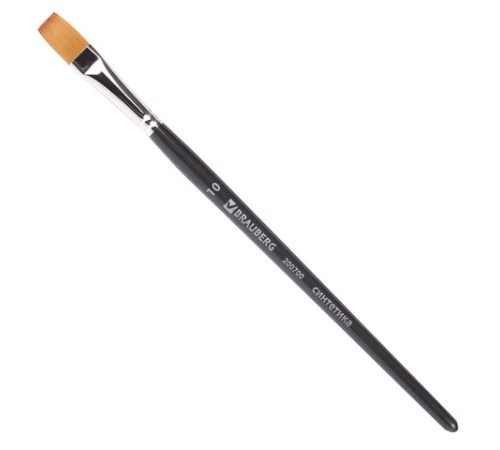 Кисть художественная профессиональная BRAUBERG ART CLASSIC, синтетика мягкая под колонок, плоская, № 10, короткая ручка, 200700