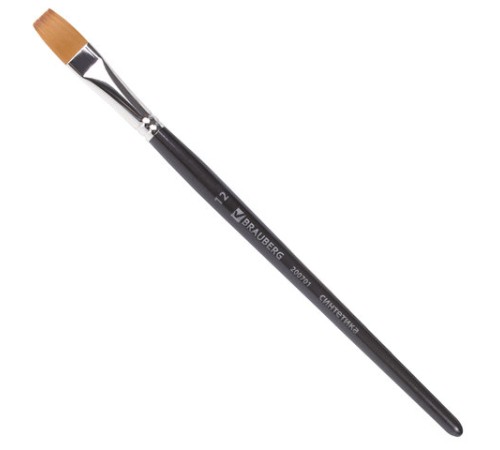 Кисть художественная профессиональная BRAUBERG ART CLASSIC, синтетика мягкая под колонок, плоская, № 12, короткая ручка, 200701