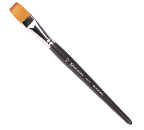 Кисть художественная профессиональная BRAUBERG ART CLASSIC, синтетика мягкая под колонок, плоская, № 20, короткая ручка, 200705