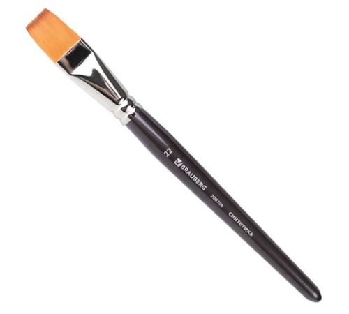 Кисть художественная профессиональная BRAUBERG ART CLASSIC, синтетика мягкая под колонок, плоская, № 22, короткая ручка, 200706