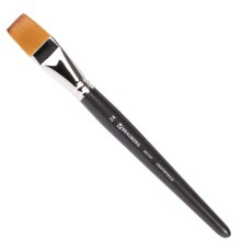 Кисть художественная профессиональная BRAUBERG ART CLASSIC, синтетика мягкая под колонок, плоская, № 24, короткая ручка, 200707