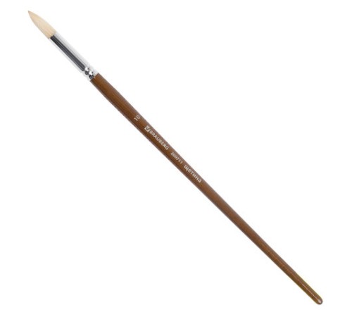Кисть художественная профессиональная BRAUBERG ART CLASSIC, щетина, круглая, № 10, длинная ручка, 200711