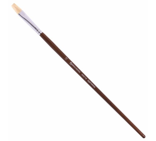 Кисть художественная профессиональная BRAUBERG ART CLASSIC, щетина, плоская, № 12, длинная ручка, 200718