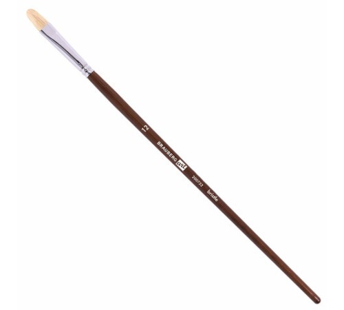 Кисть художественная профессиональная BRAUBERG ART CLASSIC, щетина, овальная, № 12, длинная ручка, 200732
