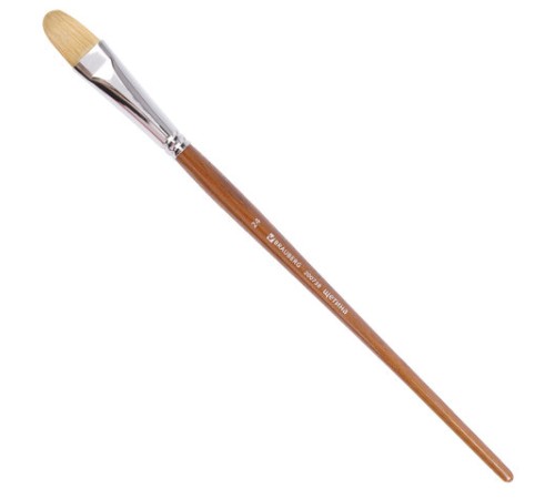 Кисть художественная профессиональная BRAUBERG ART CLASSIC, щетина, овальная, № 24, длинная ручка, 200738