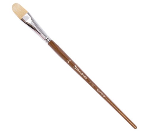 Кисть художественная профессиональная BRAUBERG ART CLASSIC, щетина, овальная, № 26, длинная ручка, 200739