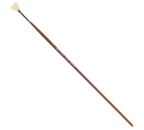 Кисть художественная профессиональная BRAUBERG ART CLASSIC, щетина, веерная, № 2, длинная ручка, 200742