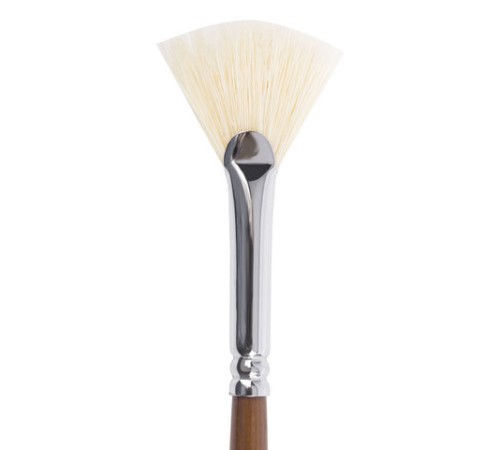 Кисть художественная профессиональная BRAUBERG ART CLASSIC, щетина, веерная, № 6, длинная ручка, 200744