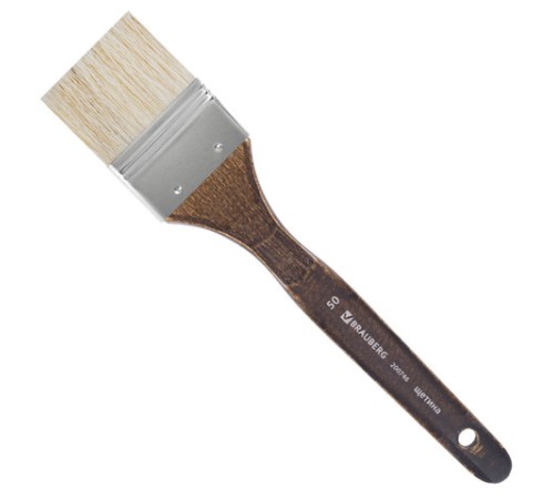 Кисть художественная профессиональная BRAUBERG ART CLASSIC, щетина, флейц, № 50, короткая ручка, 200746