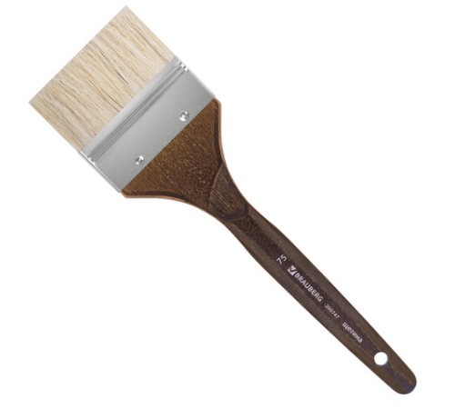Кисть художественная профессиональная BRAUBERG ART CLASSIC, щетина, флейц, № 75, короткая ручка, 200747