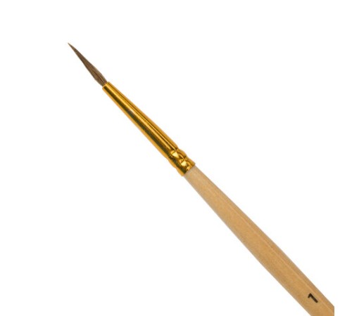 Кисть ПИФАГОР, БЕЛКА, круглая, № 1, деревянная лакированная ручка, с колпачком, 200815