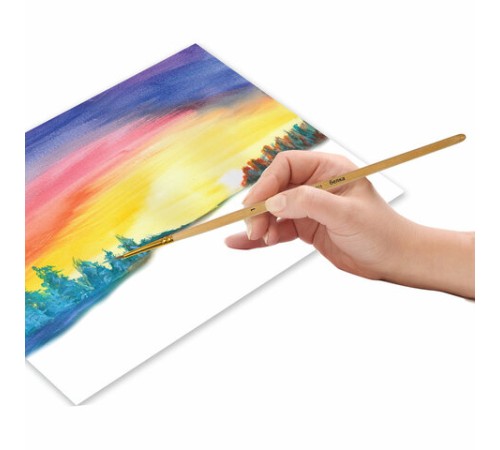 Кисть ПИФАГОР, БЕЛКА, круглая, № 1, деревянная лакированная ручка, с колпачком, 200815