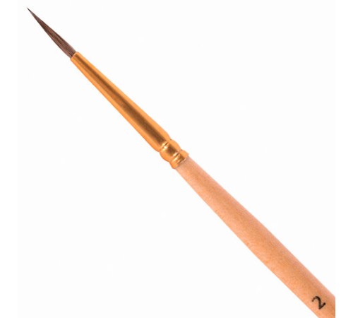 Кисть ПИФАГОР, БЕЛКА, круглая, № 2, деревянная лакированная ручка, с колпачком, 200816