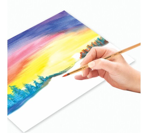 Кисть ПИФАГОР, БЕЛКА, круглая, № 4, деревянная лакированная ручка, с колпачком, 200818