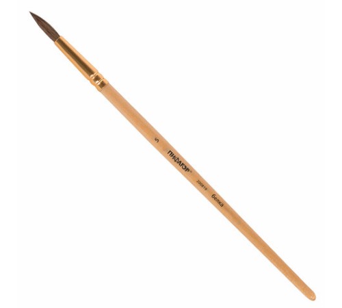 Кисть ПИФАГОР, БЕЛКА, круглая, № 5, деревянная лакированная ручка, с колпачком, 200819