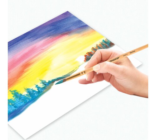 Кисть ПИФАГОР, БЕЛКА, круглая, № 5, деревянная лакированная ручка, с колпачком, 200819