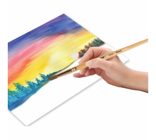 Кисть ПИФАГОР, БЕЛКА, круглая, № 6, деревянная лакированная ручка, с колпачком, пакет с подвесом, 200820