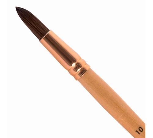 Кисть ПИФАГОР, БЕЛКА, круглая, № 10, деревянная лакированная ручка, с колпачком, пакет с подвесом, 200824