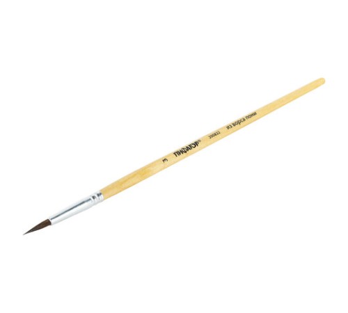 Кисть ПИФАГОР, ПОНИ, круглая, № 3, деревянная лакированная ручка, с колпачком, 200832