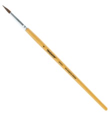 Кисть ПИФАГОР, ПОНИ, круглая, № 4, деревянная лакированная ручка, с колпачком, 200833